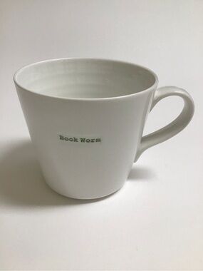 Keith Brymer Jones Mug Bookworm Word Range Pottery Green White Porcelain Tea UK